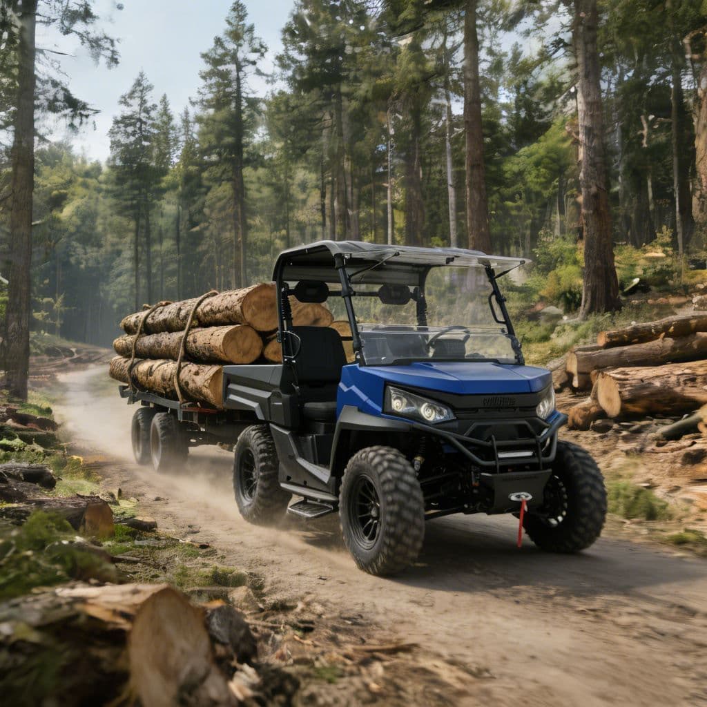 வேட்டையாடும் வேலைக்கான 4WD எலக்ட்ரிக் UTV 73.6V லித்தியம் பேட்டரி PKE கீலெஸ்
