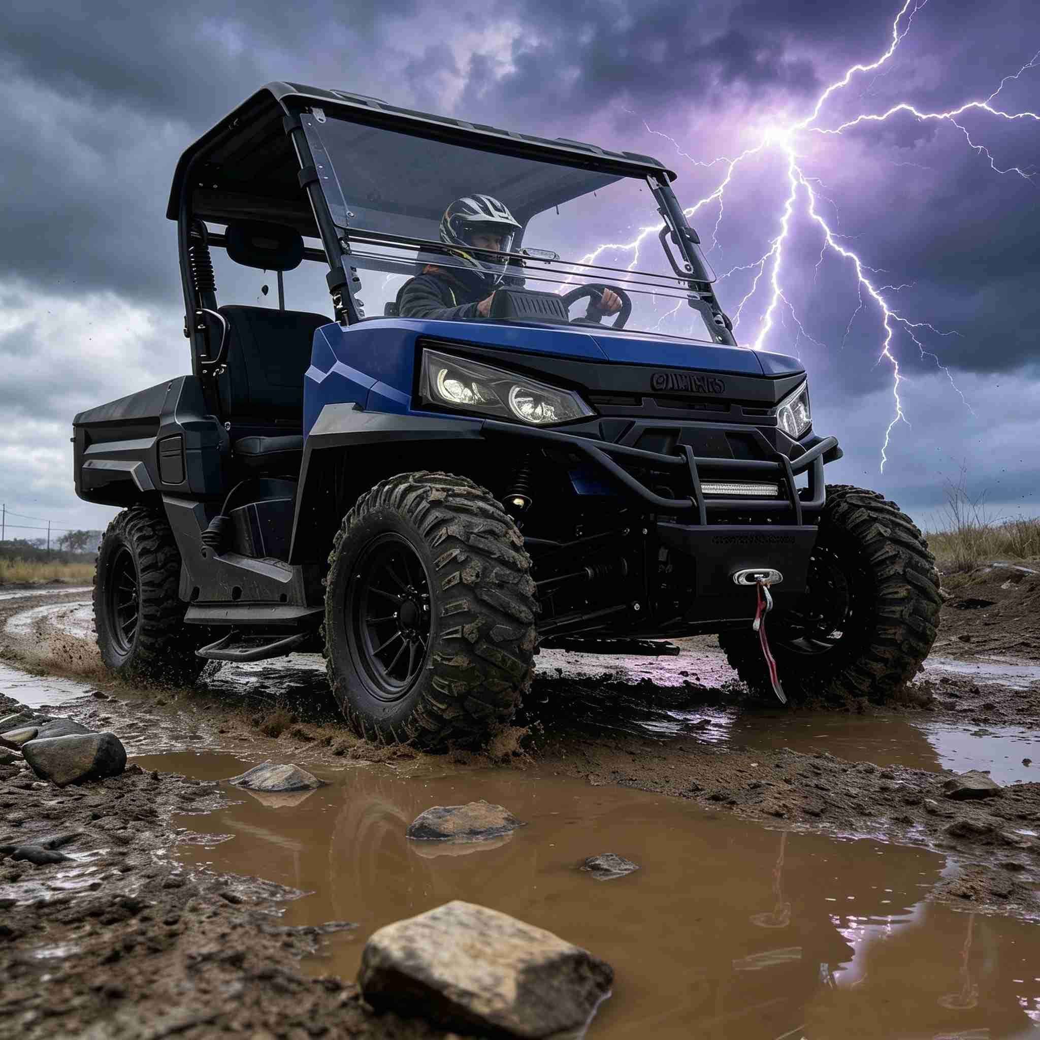 4WD ஆஃப் ரோடு UTV 73.6V 1000kg தோண்டும் 400A கன்ட்ரோலர் 150Ah