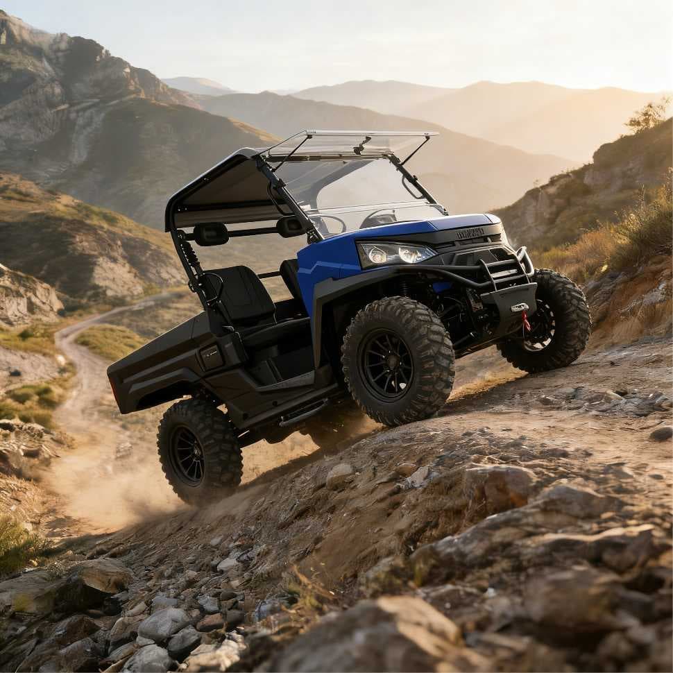 பண்ணை வேட்டைக்கான 73.6V 150Ah 4WD எலக்ட்ரிக் UTV PKE கீலெஸ் EPS
